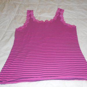 Pink Striped Lace Trimmed Top by Relativity Intimates